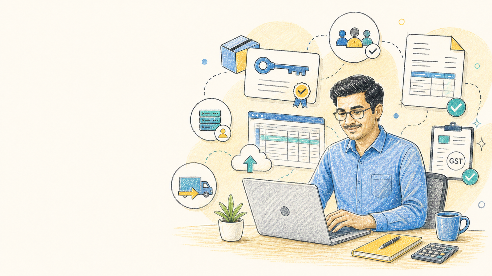 TallyPrime license and GST workflow illustration